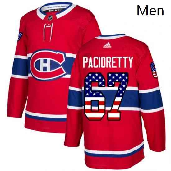 Mens Adidas Montreal Canadiens 67 Max Pacioretty Authentic Red USA Flag Fashion NHL Jersey
